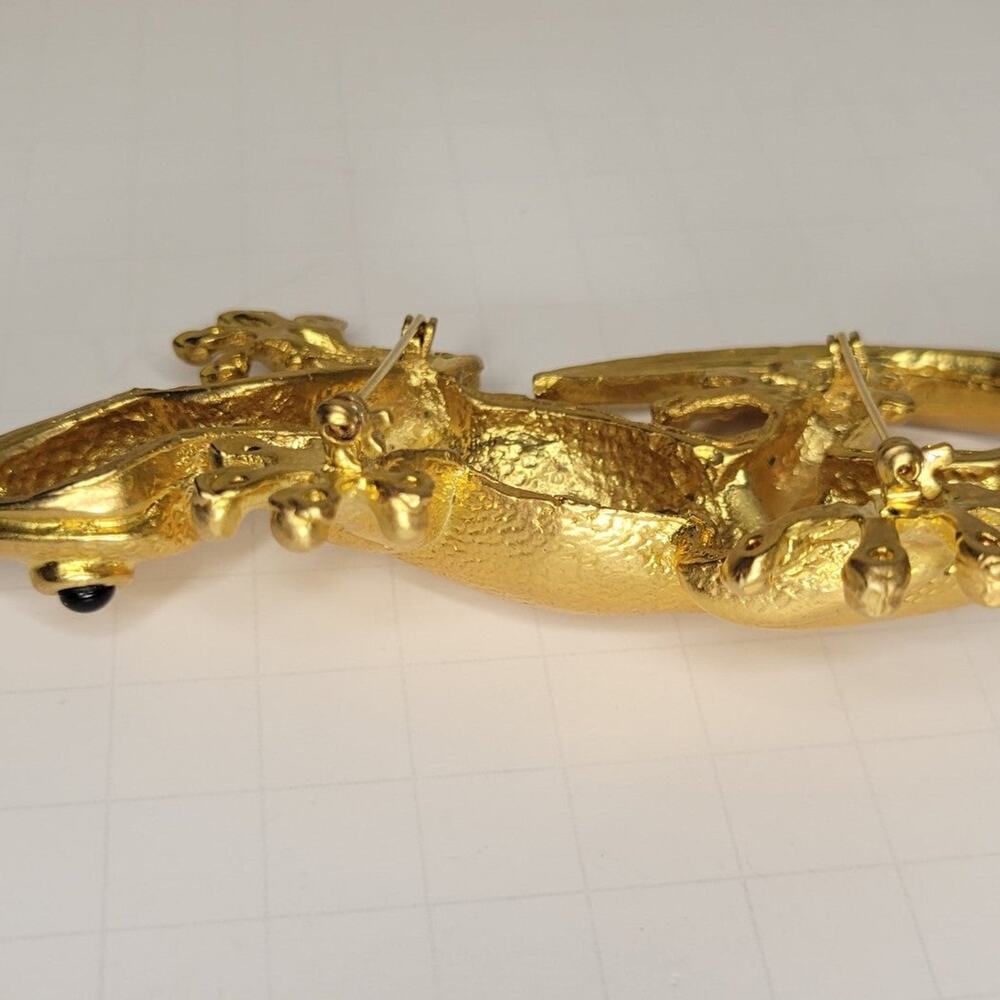 VintageVintage Gold Tone Gecko Lizard Brooch - Picture 4 of 12